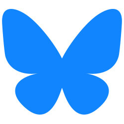 Bluesky logo in blue on a white background.